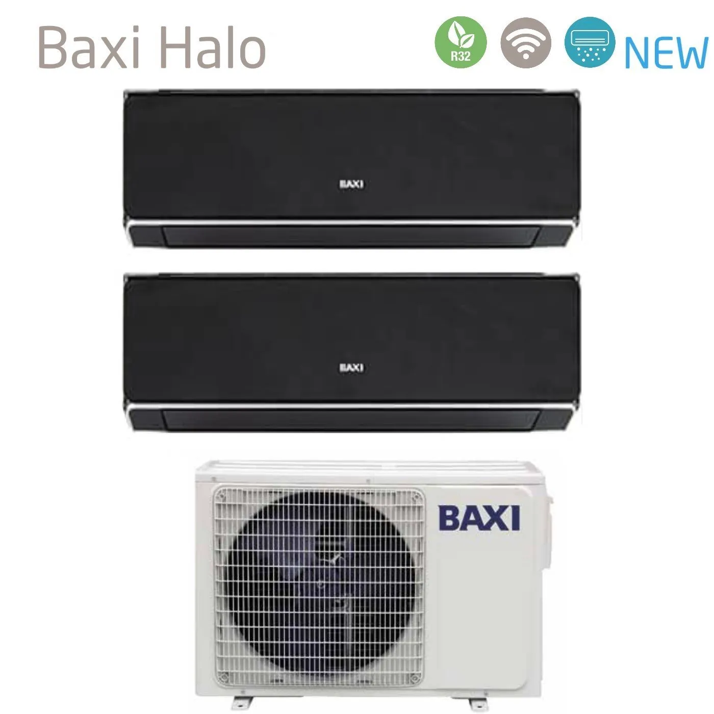 Climatizzatore Condizionatore Baxi Dual Split Inverter Serie HALO NERO 9 9 con LSGT40-2M R-32 Wi-Fi Integrato 9000 9000