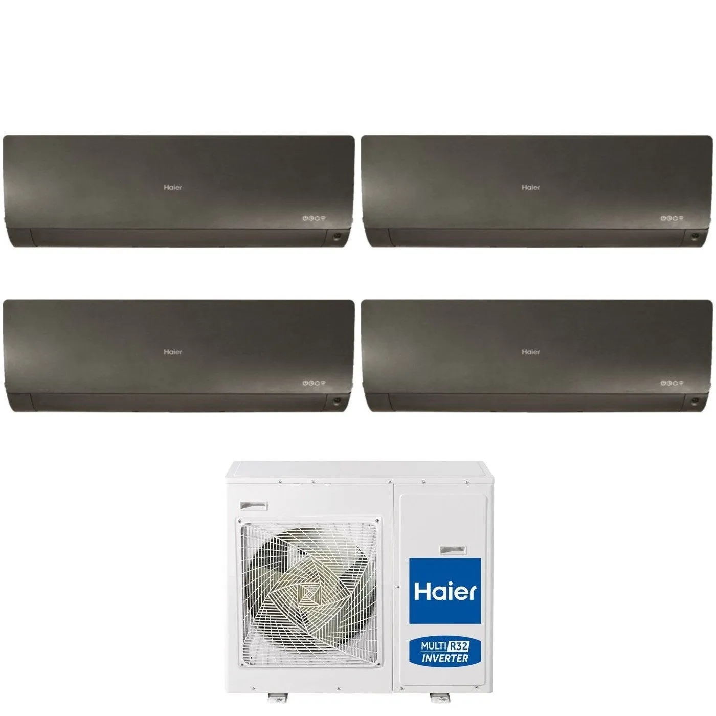 Climatizzatore Condizionatore Haier Quadri Split Inverter serie FLEXIS PLUS BLACK 7 7 9 18 con 4U75S2SR3FA R-32 Wi-Fi Integrato Colore Nero 7000 7000 9000 18000