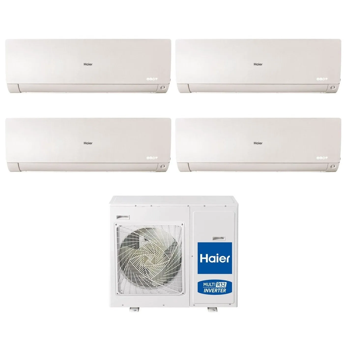 Climatizzatore Condizionatore Haier Quadri Split Inverter serie FLEXIS PLUS WHITE 7 7 7 9 con 4U75S2SR3FA R-32 Wi-Fi Integrato Colore Bianco 7000 7000 7000 9000