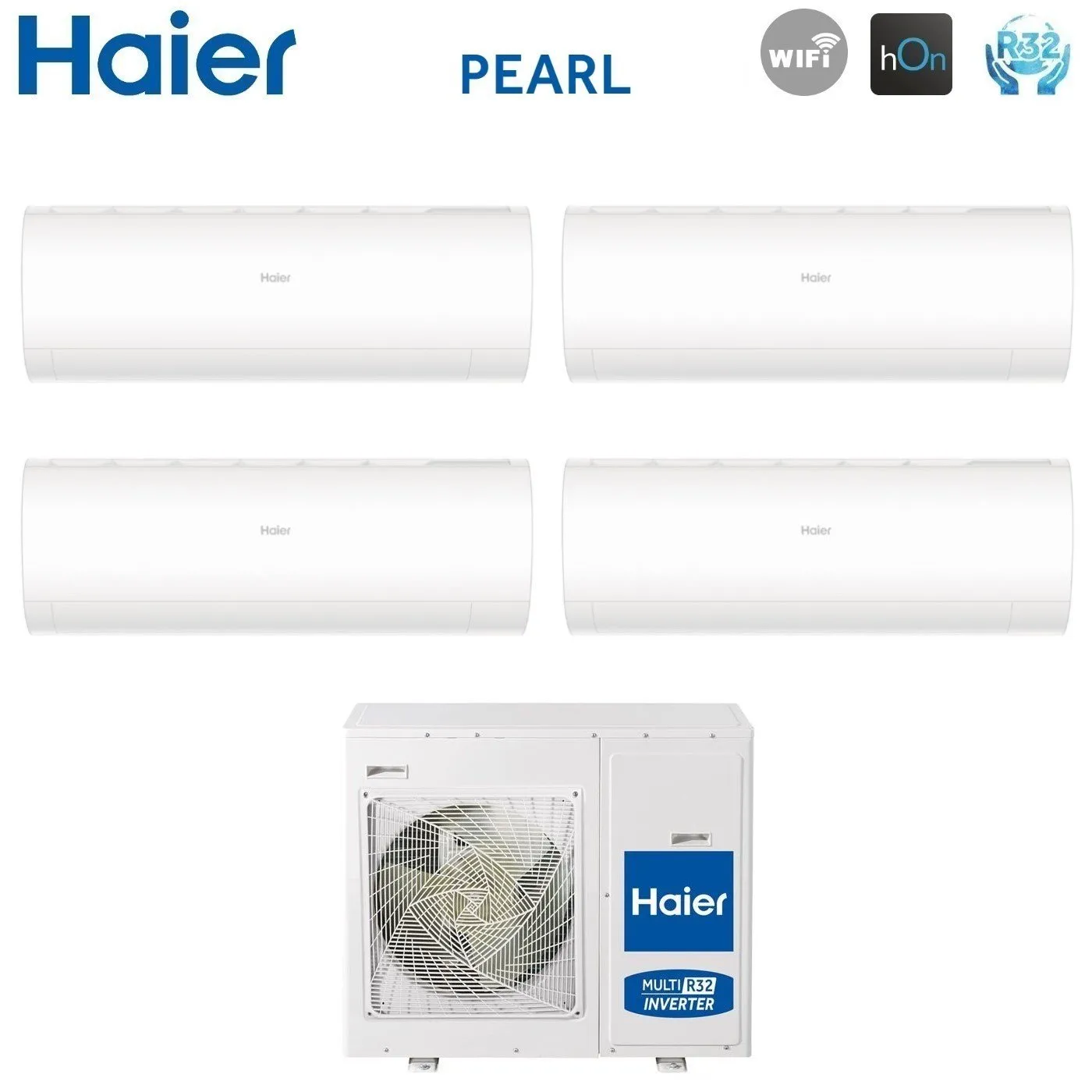 Climatizzatore Condizionatore Haier Quadri Split Inverter serie PEARL 7 9 9 12 con 4U75S2SR5FA R-32 Wi-Fi Integrato 7000 9000 9000 12000