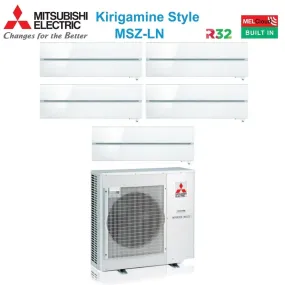 Climatizzatore Condizionatore Mitsubishi Electric Penta Split Inverter serie Kirigamine Style MSZ-LN 9 9 12 12 12 con MXZ-5F102VF Pearl White R-32 Wi-Fi Integrato Colore Bianco Perla 9000 9000 12000 12000 12000