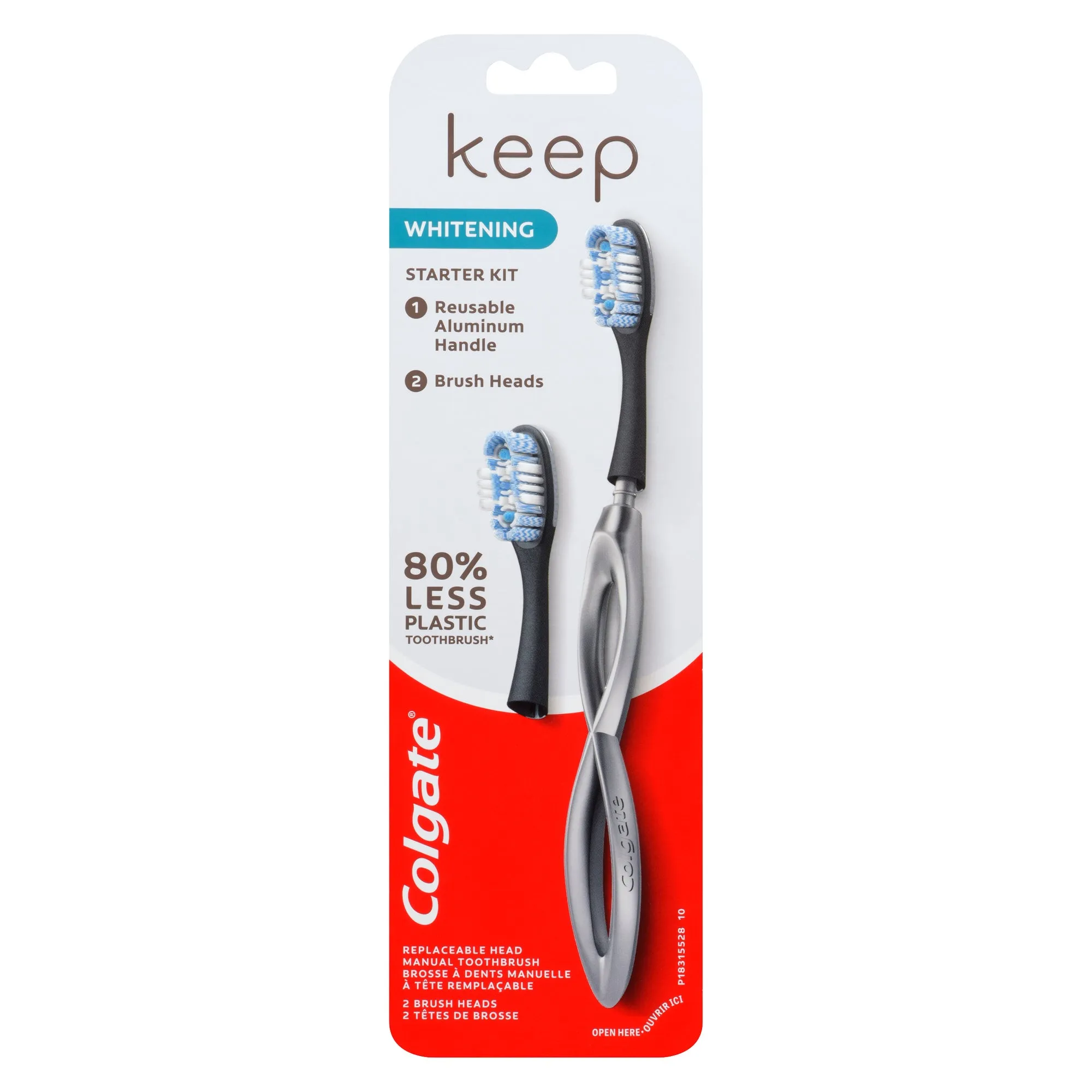 Colgate Keep Whitening Manual Toothbrush with Replaceable Head, Grey