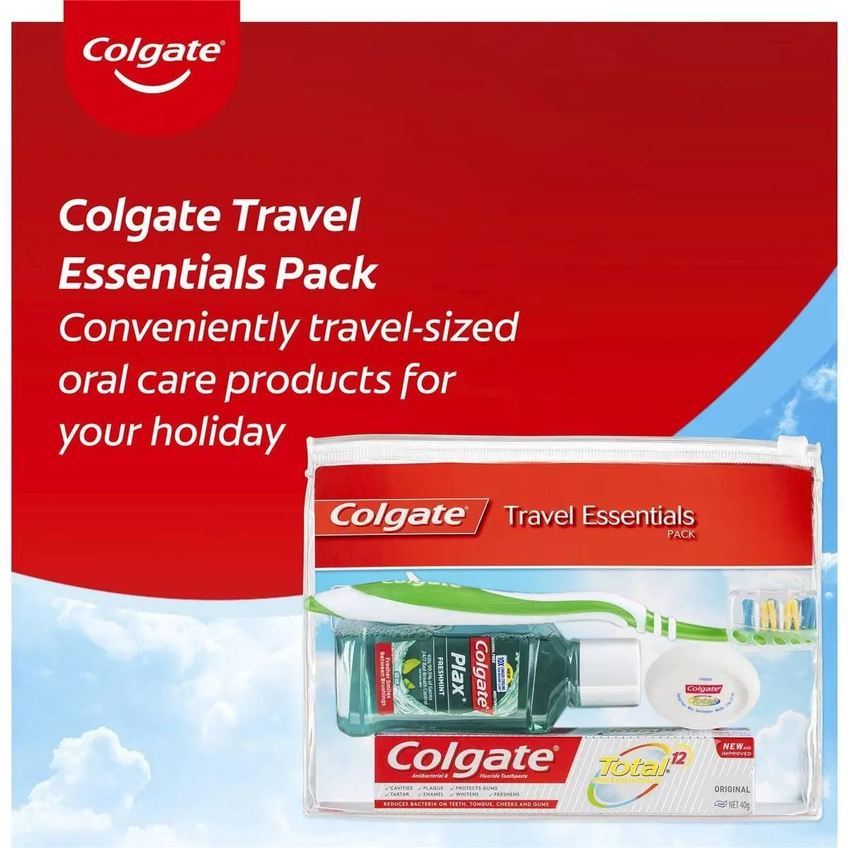 Colgate Travel Essentials Pack Toothbrush & Toothpaste Box of 6 Bulk Carton