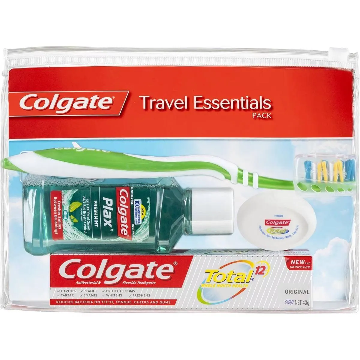 Colgate Travel Essentials Pack Toothbrush & Toothpaste Box of 6 Bulk Carton