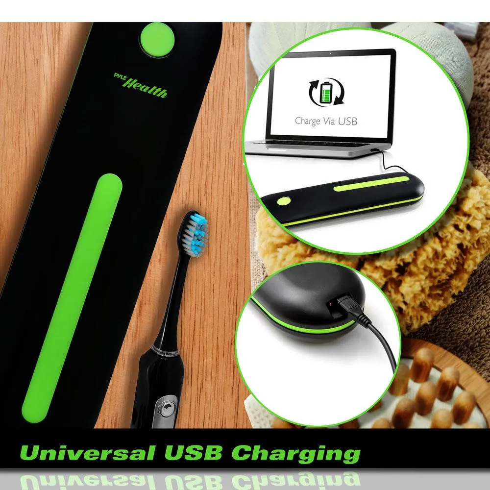 Compact Electric Toothbrush Charger Travel Case, Universal Usb Charging (Black)