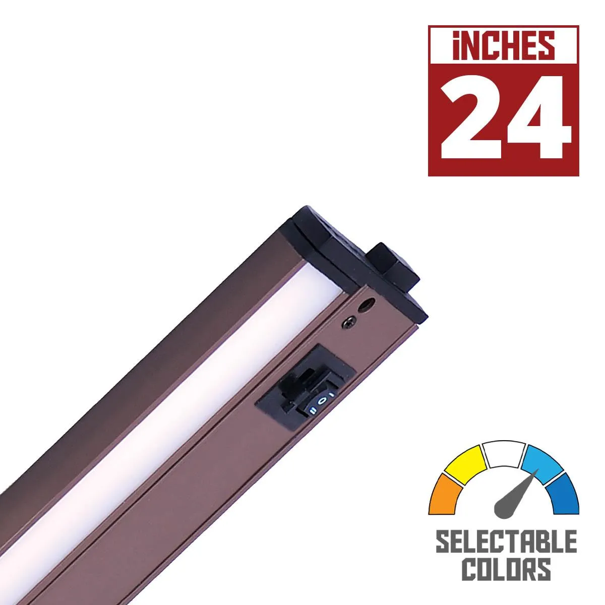 CounterMax 5K 24 Inch LED Under Cabinet Light, 2700K to 5000K, 1560 Lumens, 120V, Bronze