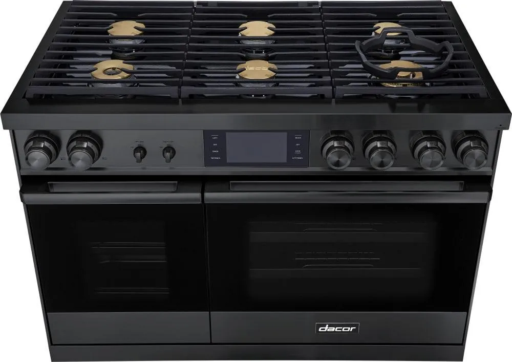 Dacor - 6.6 cu. ft  Dual Fuel Range in Black Stainless - DOP48M86DLM