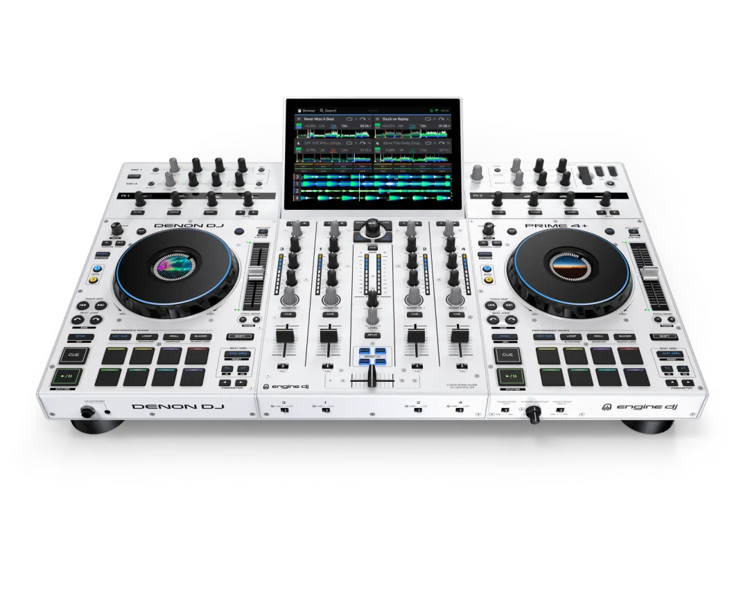 Denon DJ PRIME 4  Special Edition 4-Deck Standalone DJ Controller (White)