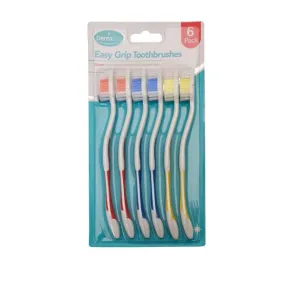 Denta Glo Easy Grip Toothbrushes 6 Pack