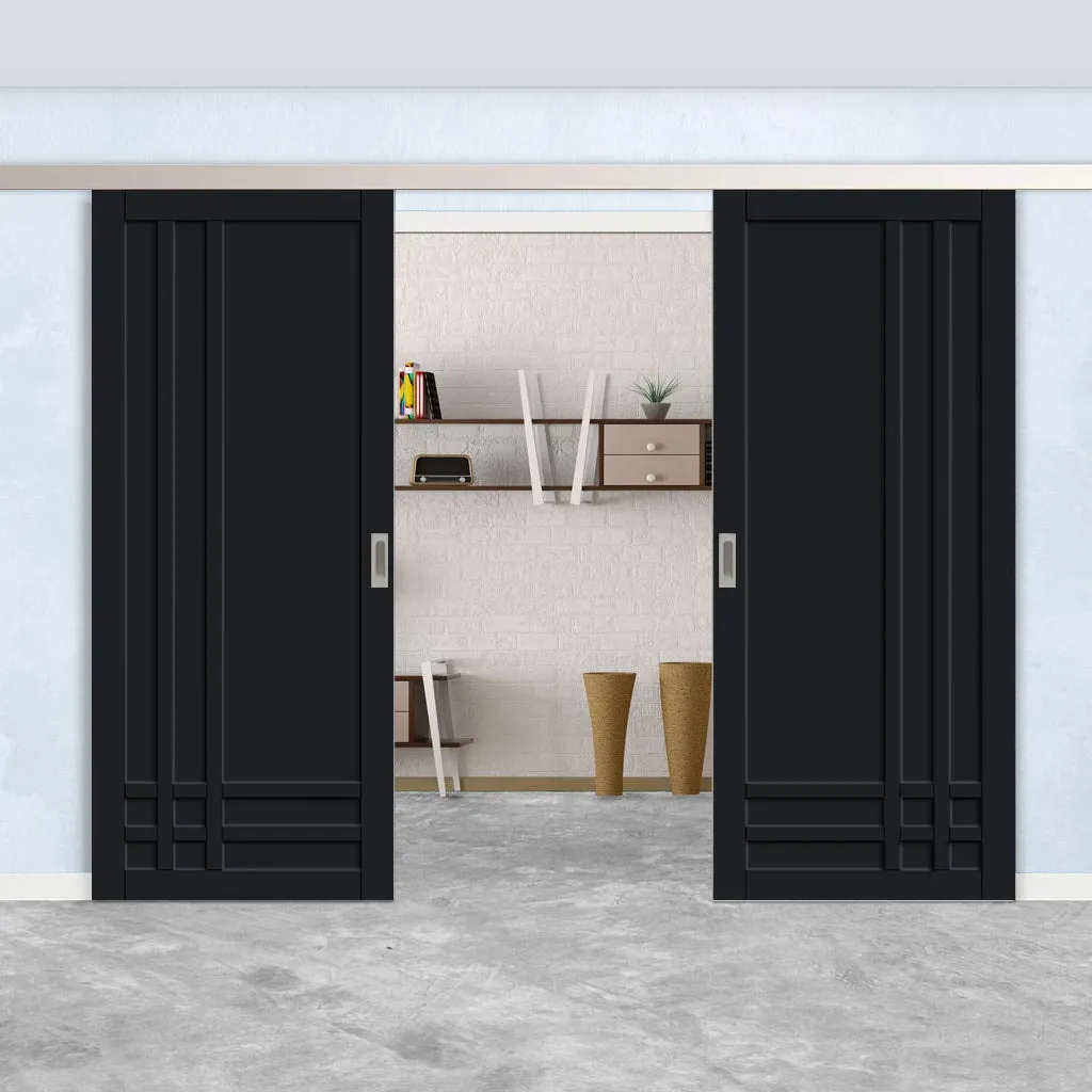 Double Sliding Door & Premium Wall Track - Eco-Urban® Irvine 9 Panel Doors DD6434 - 6 Colour Options