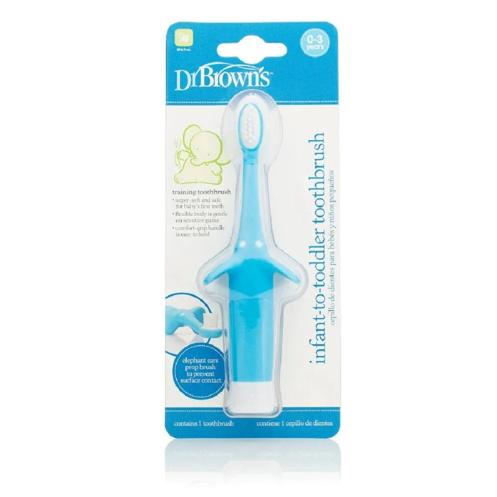 Dr. Browns Infant-to-Toddler Toothbrush, Blue Elephant, 1-Pack