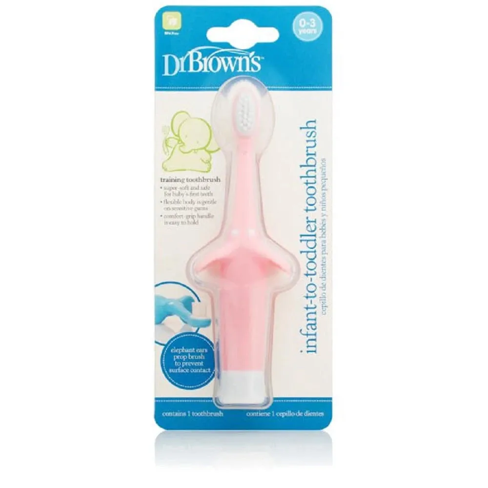 Dr. Browns Infant-to-Toddler Toothbrush, Pink Elephant, 1-Pack