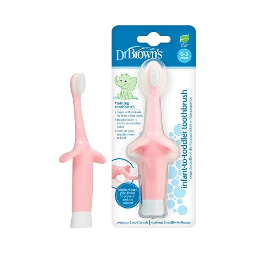 Dr. Browns Infant-to-Toddler Toothbrush, Pink Elephant, 1-Pack