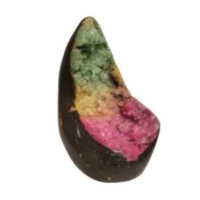 Drusy Quartz Sculpture Dyed Rainbow Agate