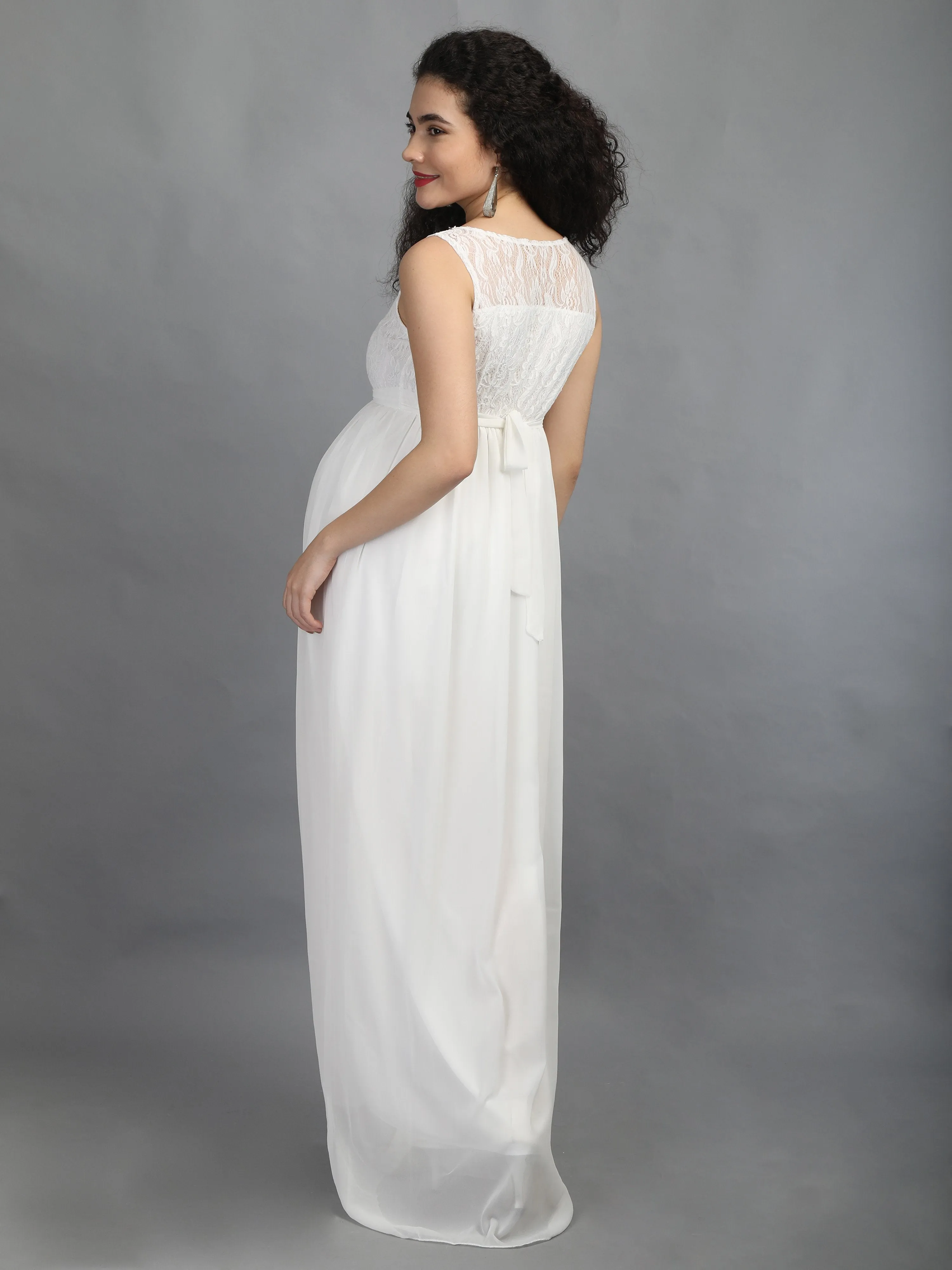 Elegant Ivory Maternity Dress