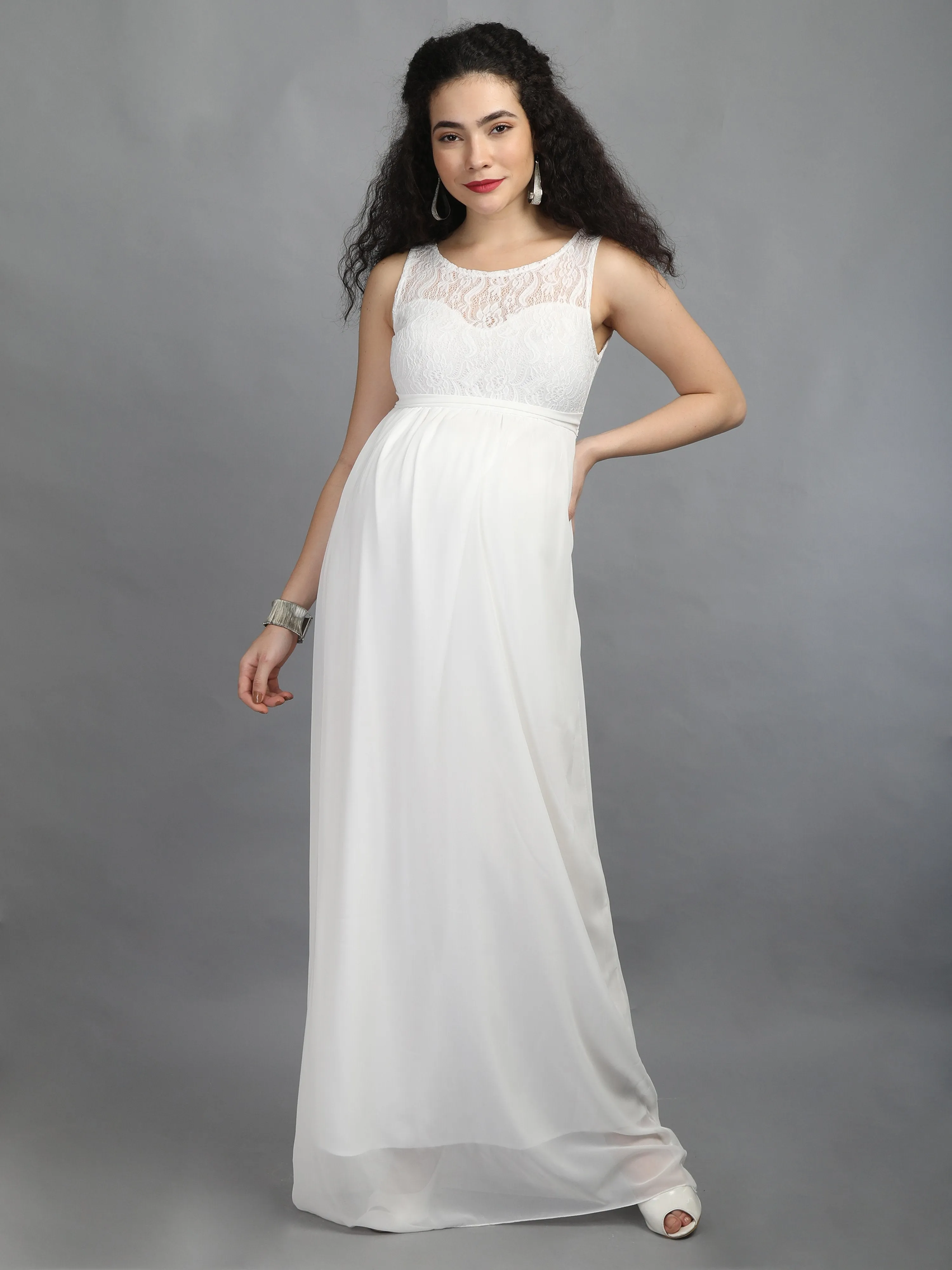 Elegant Ivory Maternity Dress