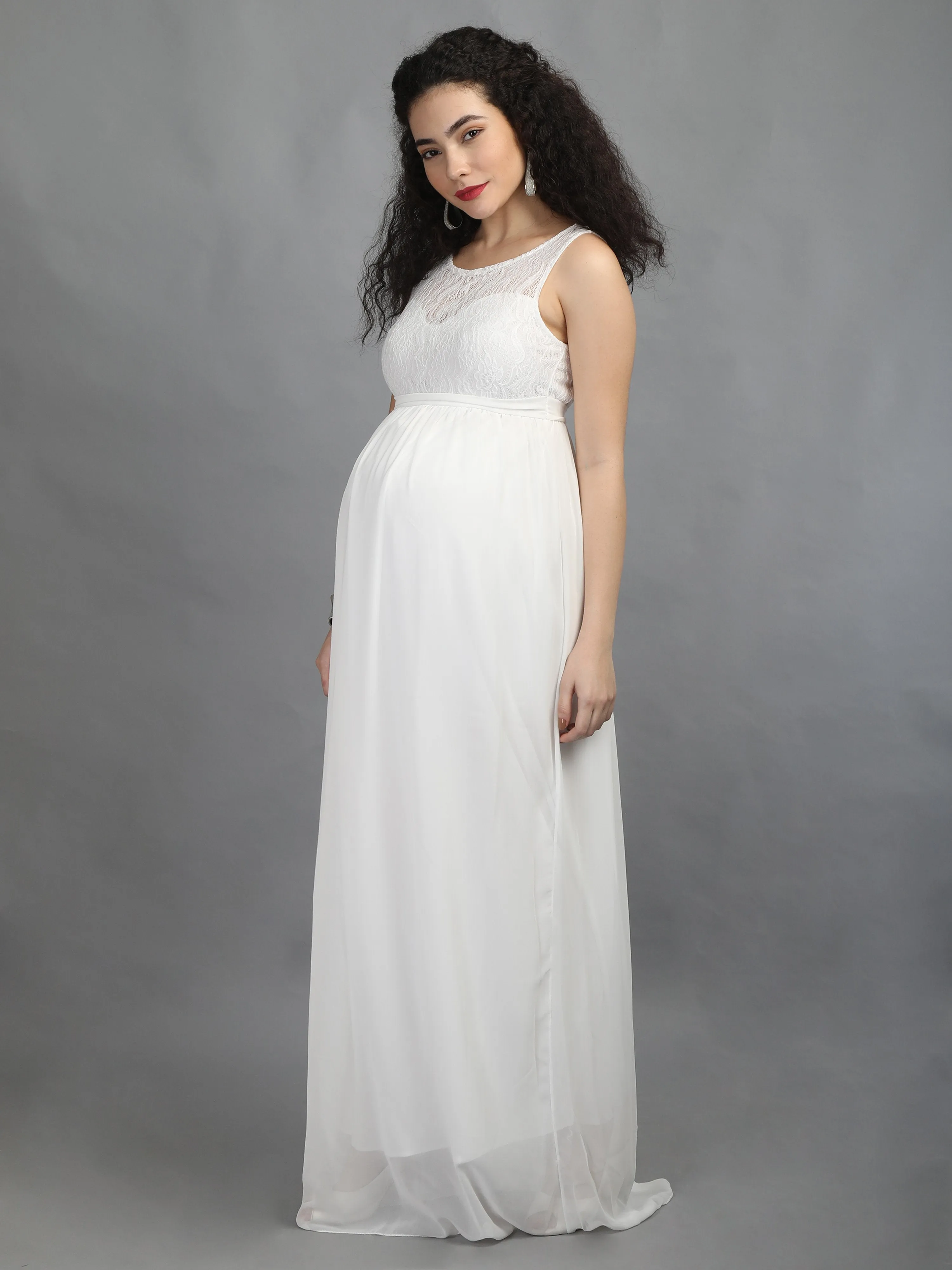 Elegant Ivory Maternity Dress