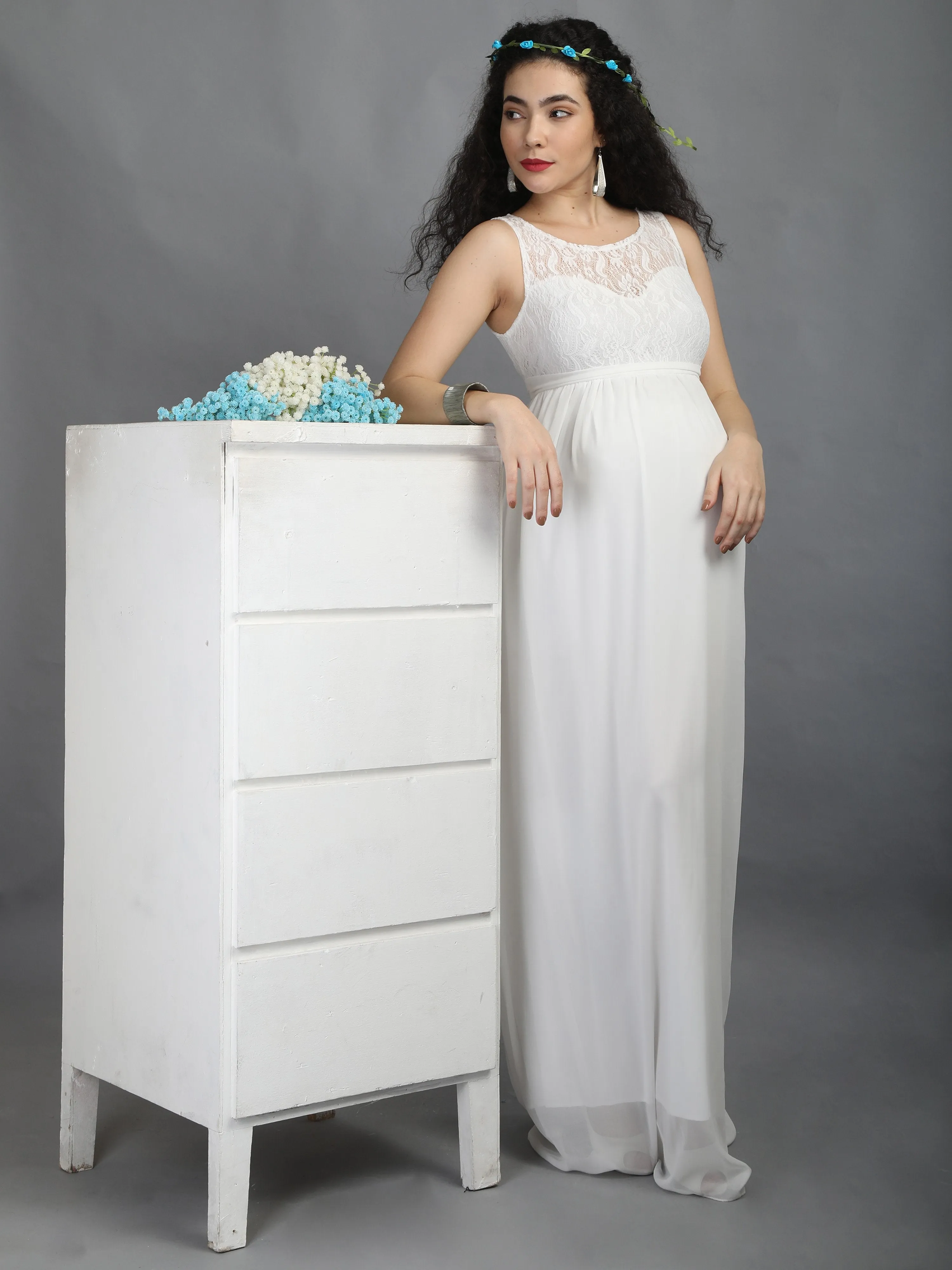 Elegant Ivory Maternity Dress