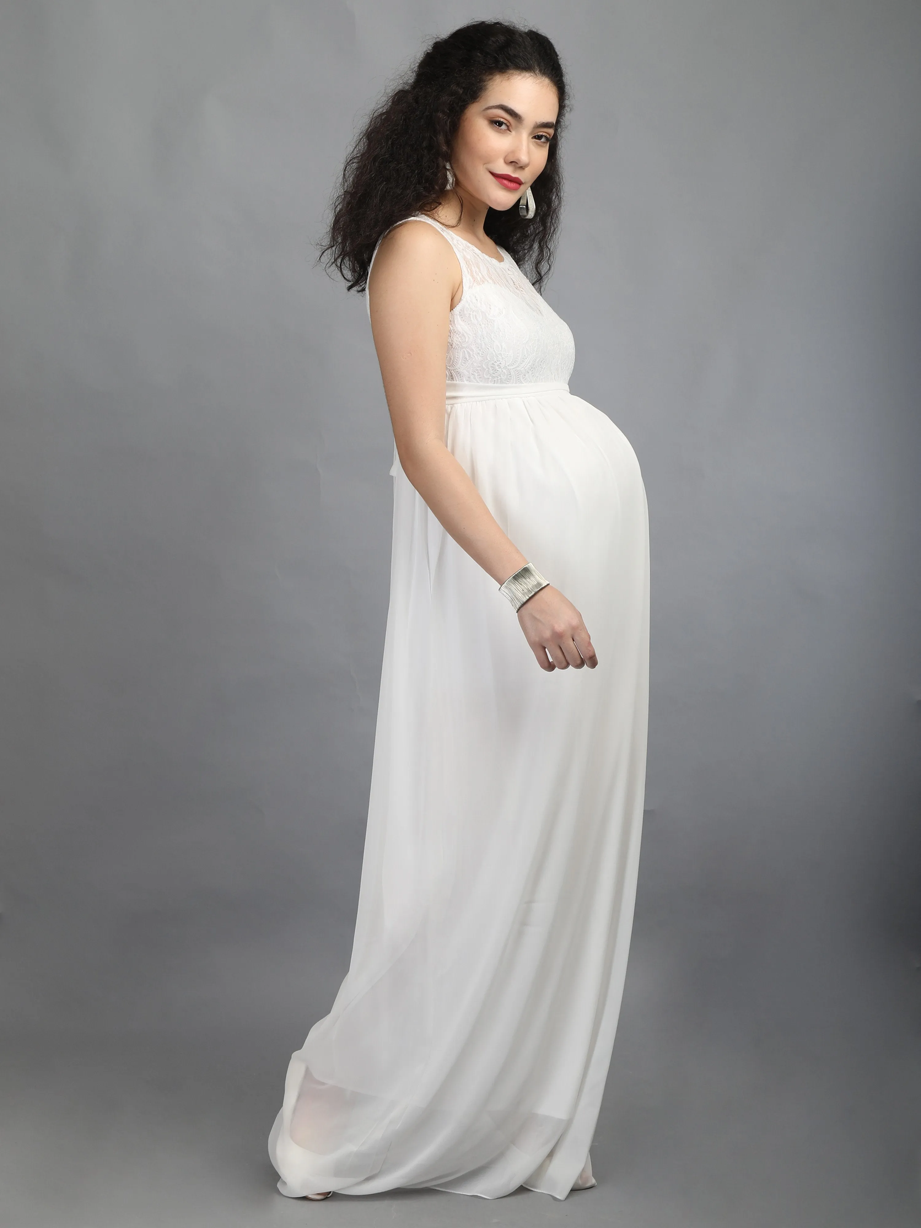 Elegant Ivory Maternity Dress