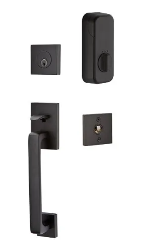 Emtek Single Cylinder Baden Handleset EMPowered Motorized Smart Lock Upgrade With Turino Lever