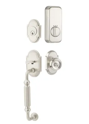 Emtek Single Cylinder Knoxville Handleset EMPowered Motorized Smart Lock Upgrade With Belmont Knob