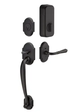 Emtek Single Cylinder Nashville Handleset EMPowered Motorized Smart Lock Upgrade With Freestone Lever