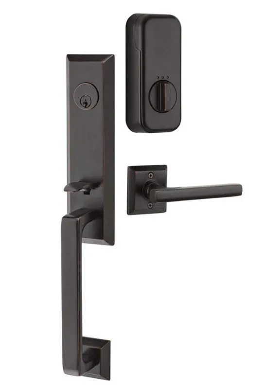 Emtek Single Cylinder Transitional Heritage Monolithic Handleset EMPowered Motorized Smart Lock Upgrade With Orb Knob