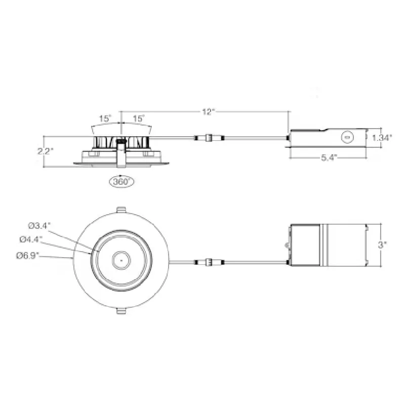 Envision LED 6" 18W Gimbal Adjustable Downlight Canless, 5CCT Selectable