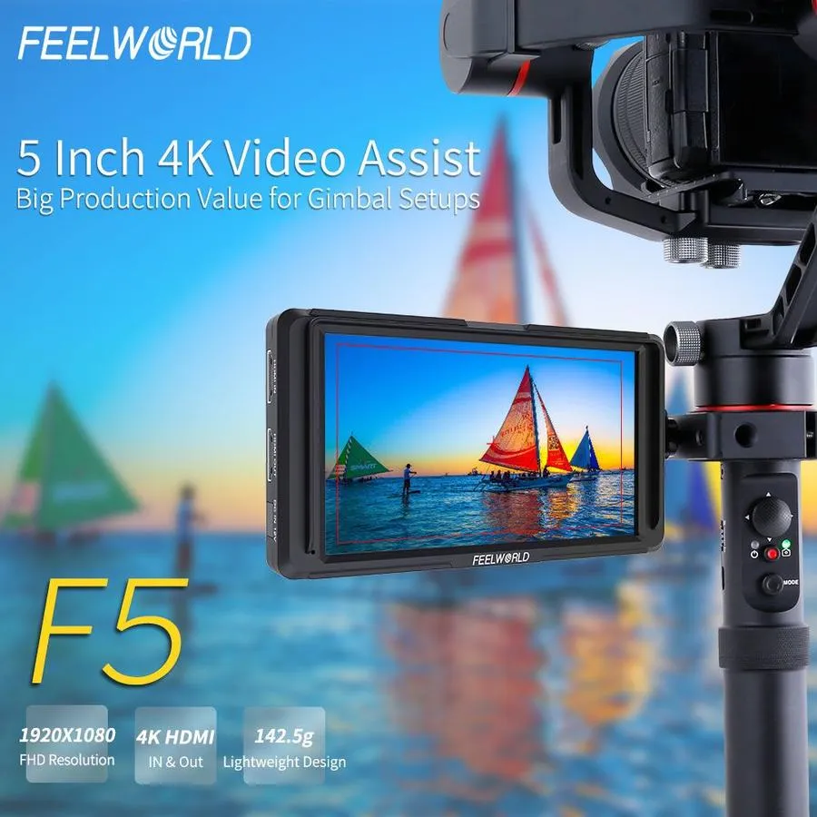 FEELWORLD F5 5 Inch Monitor w/ Tilt Arm IPS Full HD 4K HDMI In/Out