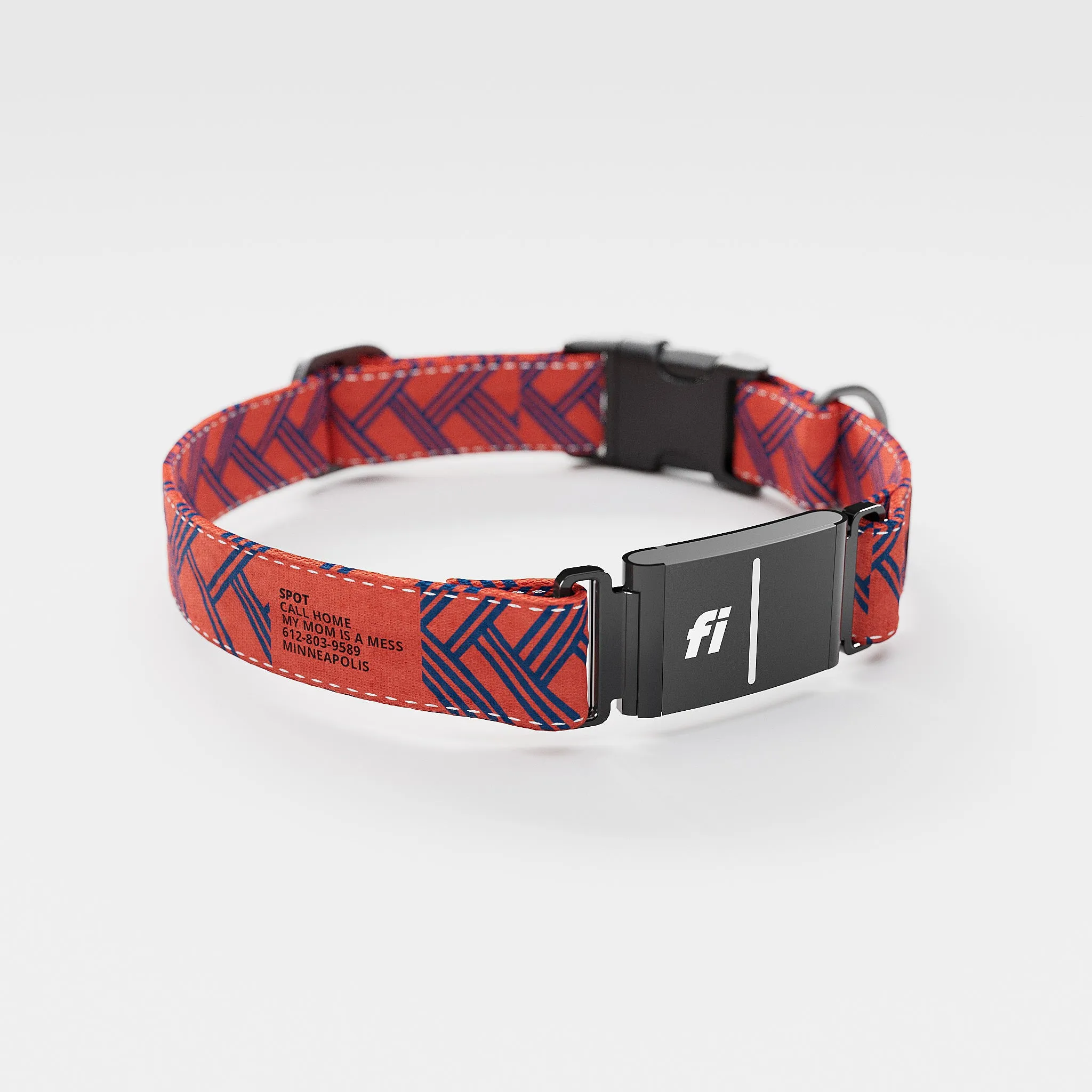 Fi GPS Included Fishtail Red Blue Everyday Collar (6 month subscription)