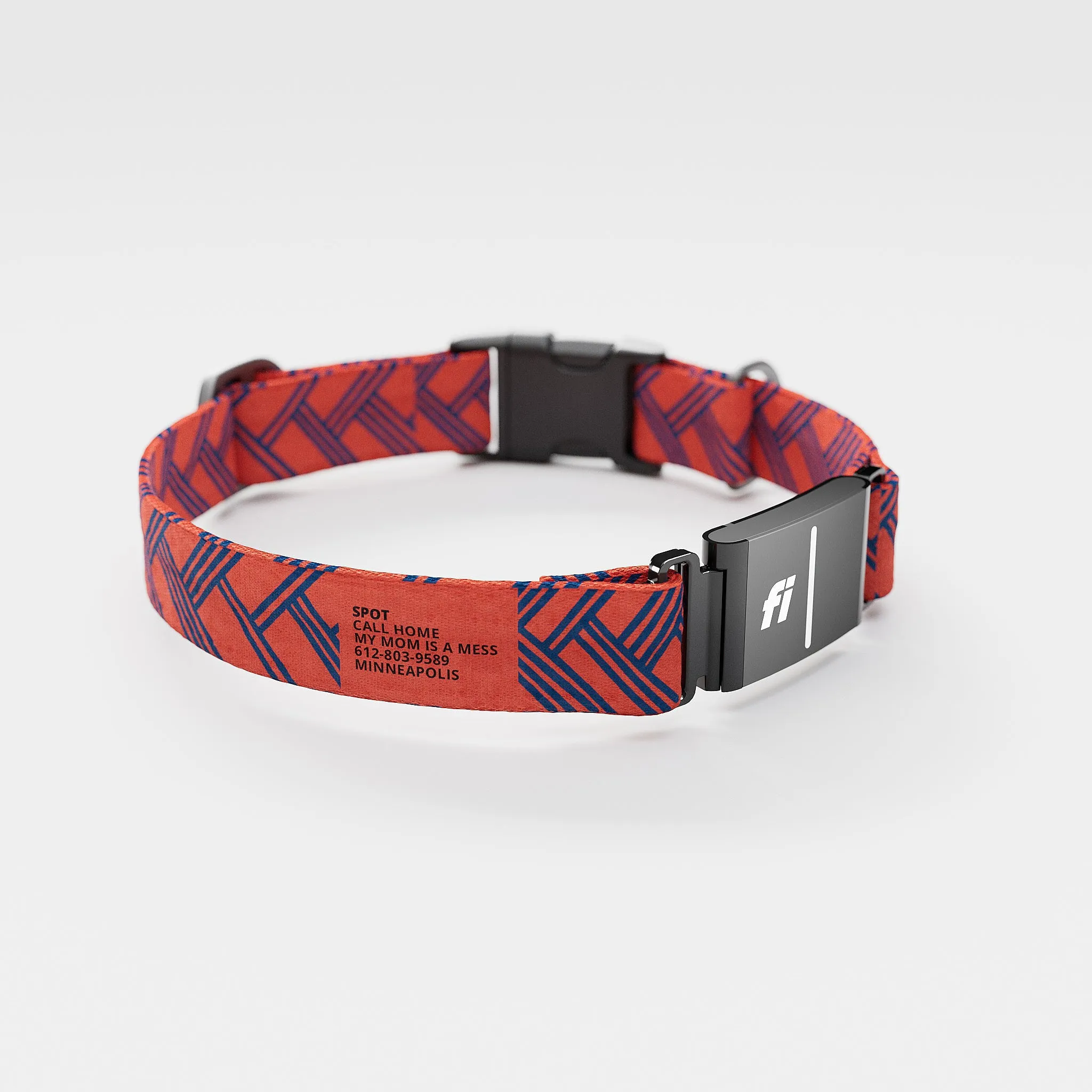 Fi GPS Included Fishtail Red Blue Everyday Collar (6 month subscription)