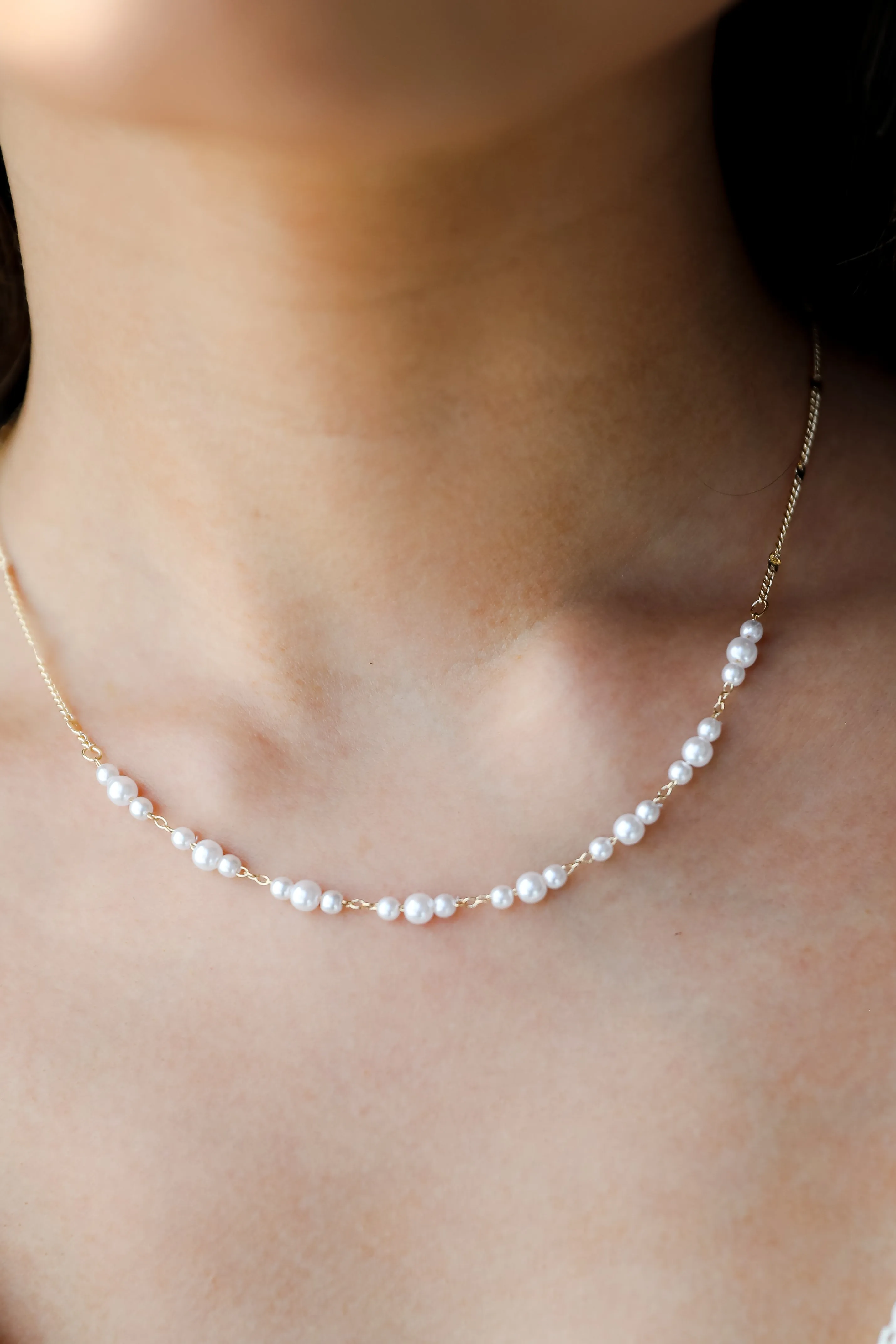 FINAL SALE - Ava Gold Pearl Chain Necklace