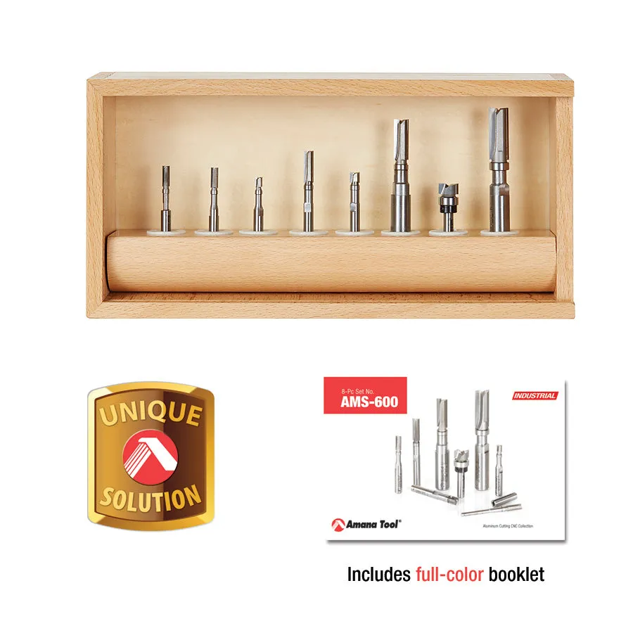 Flush Trim Plunge Template CNC Router Bit Collection | 8 Piece | 1⁄8, 1⁄4 & 1⁄2" Shank | AMS-600 | 738685666609