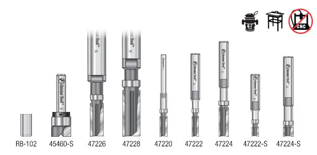 Flush Trim Plunge Template CNC Router Bit Collection | 8 Piece | 1⁄8, 1⁄4 & 1⁄2" Shank | AMS-600 | 738685666609