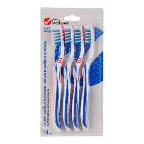 Giant Value Action Toothbrush, 4-Pack