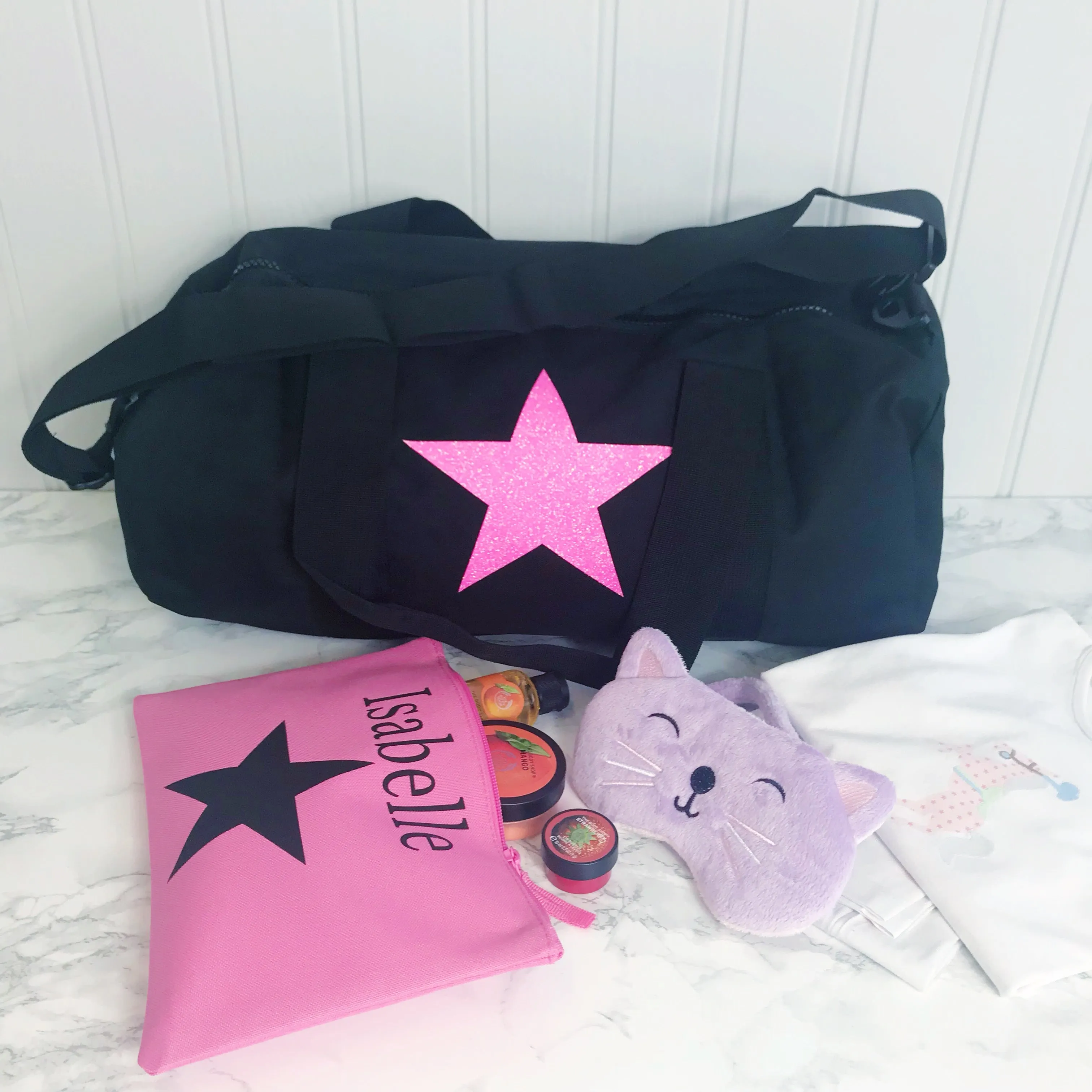 Girls Personalised Star Design Wash Bag, Accessories Bag  - (6 colours available)