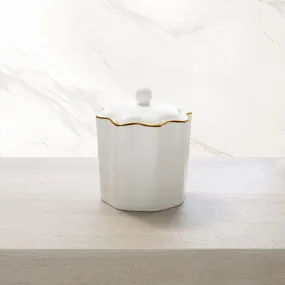 Gold Scalloped Porcelain Bath Accessories, Cotton Jar