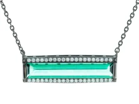 Gunmetal Green Flash Bar Necklace