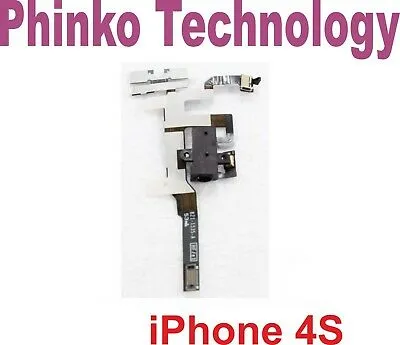 iPhone 4S Headphone Audio Volume Jack Connector Ribbon Parts Flex Cable Black