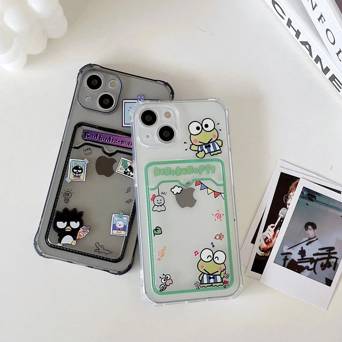 Japanese Cartoon Keroppi Bad Badtz Maru XO Card Photo Holder iPhone Case 7 8 PLUS X 11 12 13 14 15 16 Pro Promax