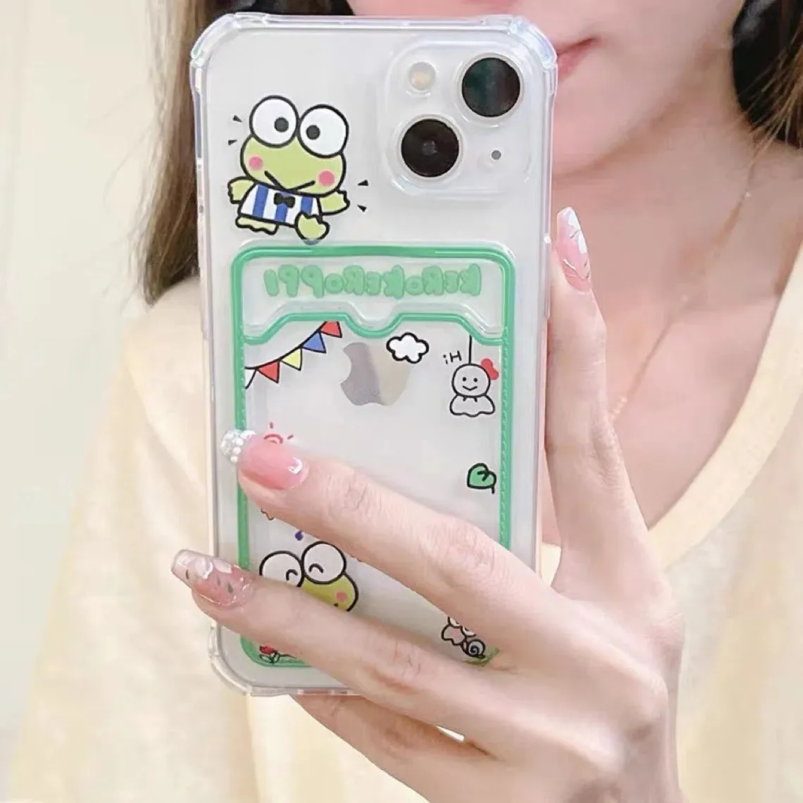 Japanese Cartoon Keroppi Bad Badtz Maru XO Card Photo Holder iPhone Case 7 8 PLUS X 11 12 13 14 15 16 Pro Promax