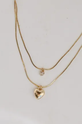 Kinsley Gold Heart Layered Chain Necklace