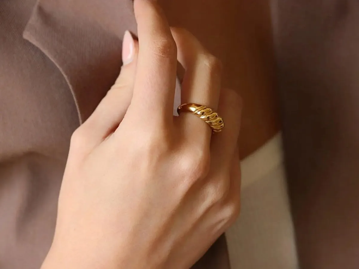 Kyerlyn Gold Croissant Dome Rings Size 6 to 9