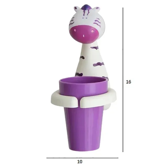 Little Angel Kids Cute Animal Toothbrush & Cup Holder (Zebra)