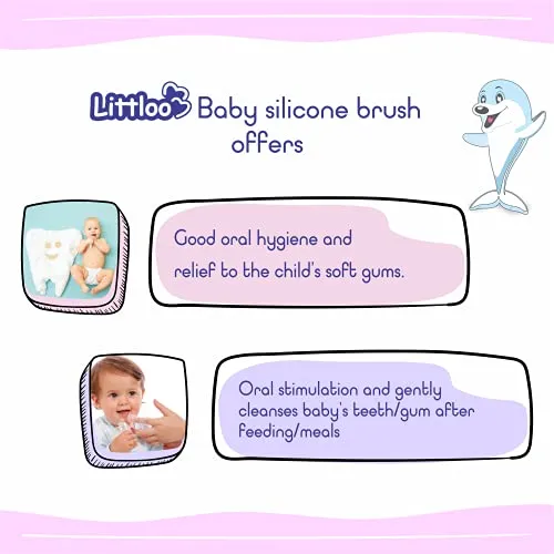 LITTLOO Silicone Baby Finger Toothbrush, Great for Massaging & Cleaning Gums, BPA-Free, Travel-Friendly Oral Care, Use Soft Brush For Kids & New Born Baby, Kids Finger Toothbrushes Pack of 2 (Clear)