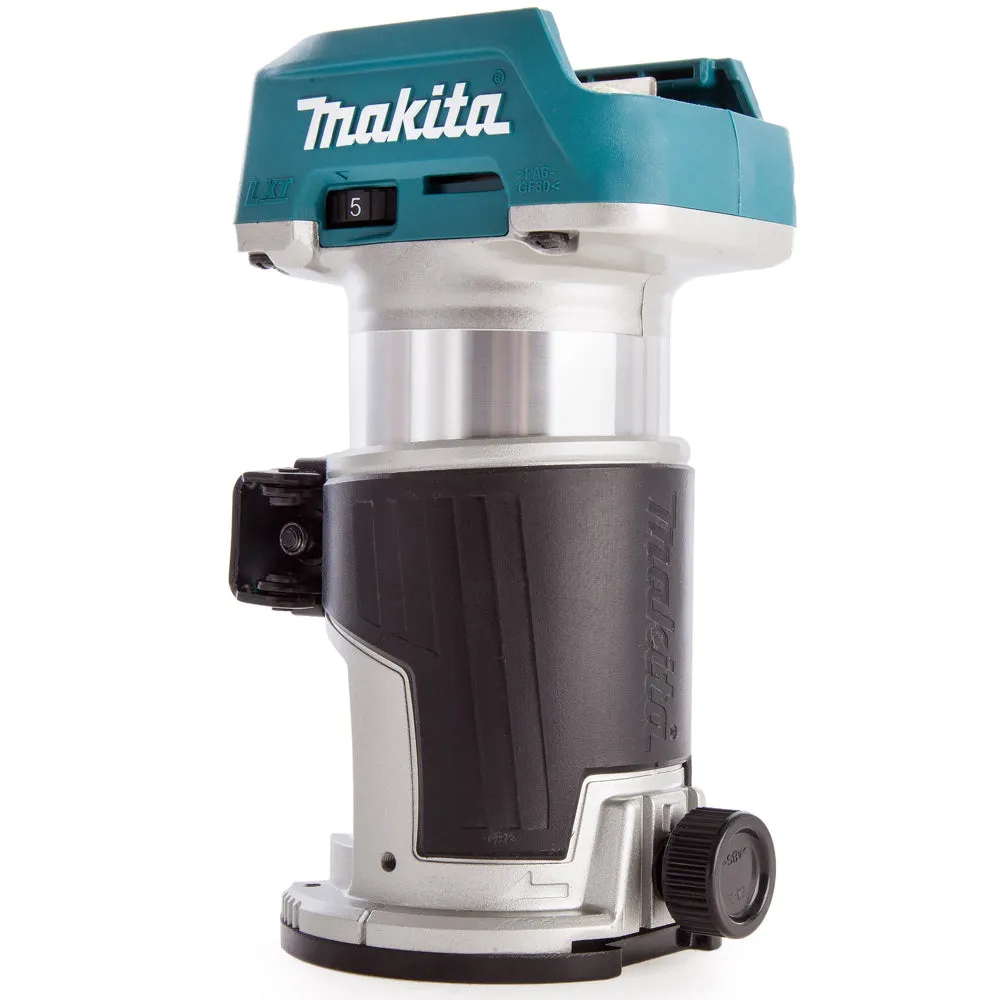 Makita DRT50Z 18V Brushless Router Trimmer With Plunge Router Base & Dust Nozzle Set