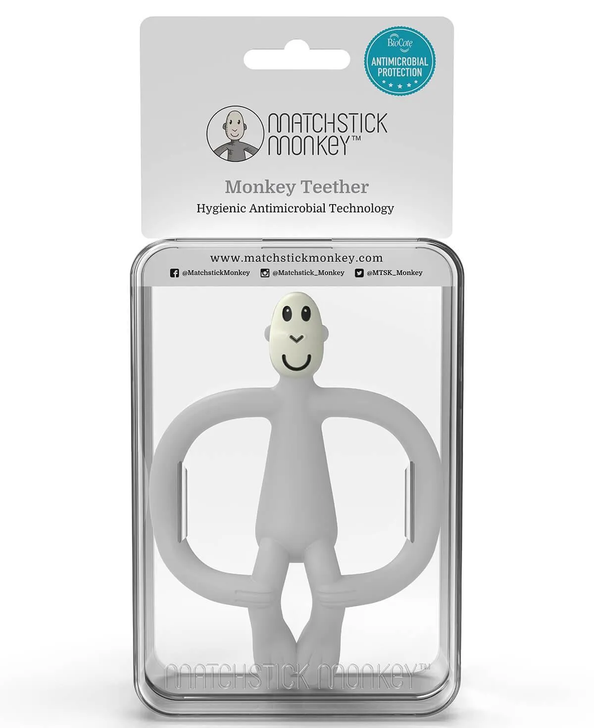 Matchstick Monkey Teething Toy - Grey (New Version)