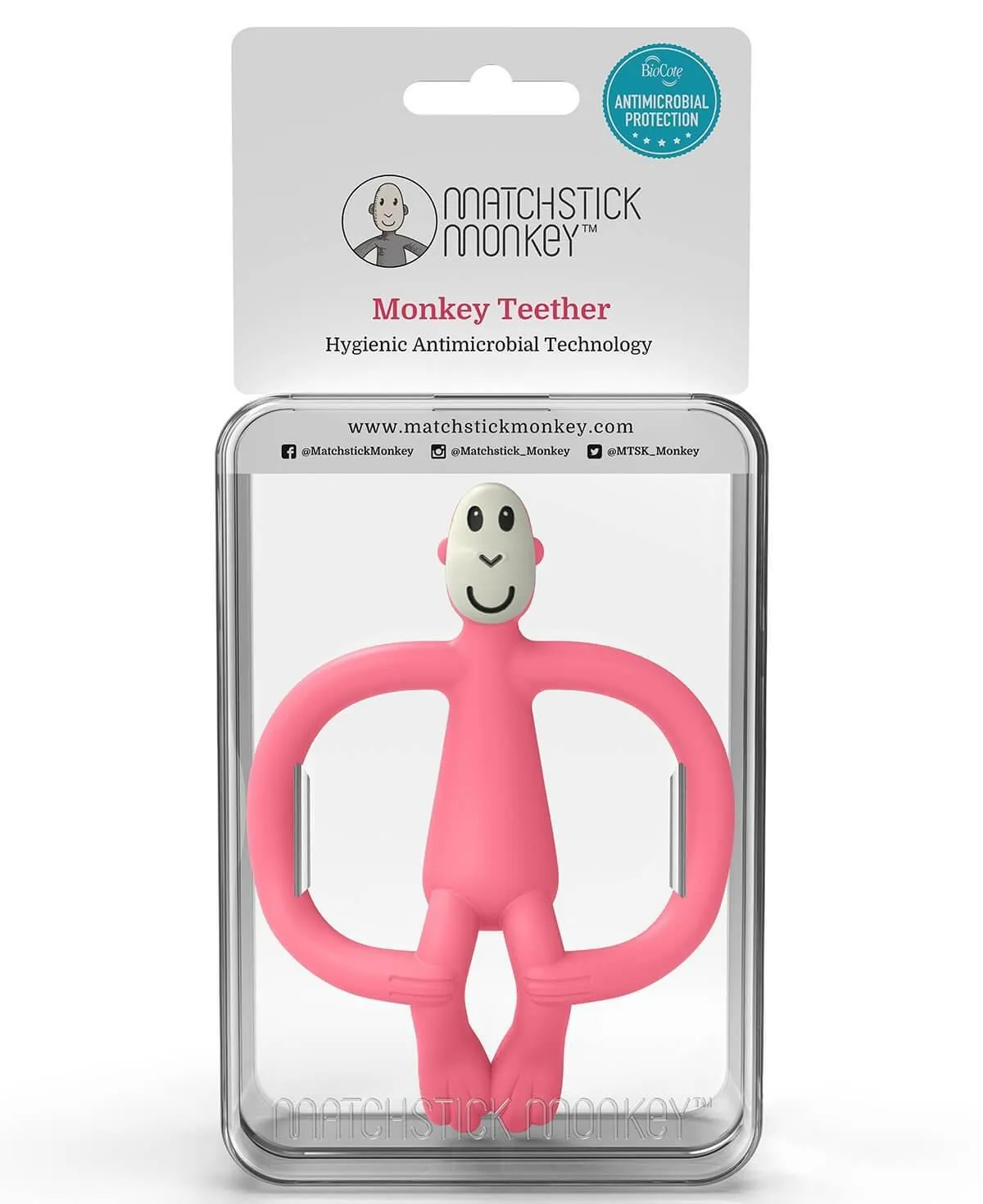 Matchstick Monkey Teething Toy - Pink (New Version)