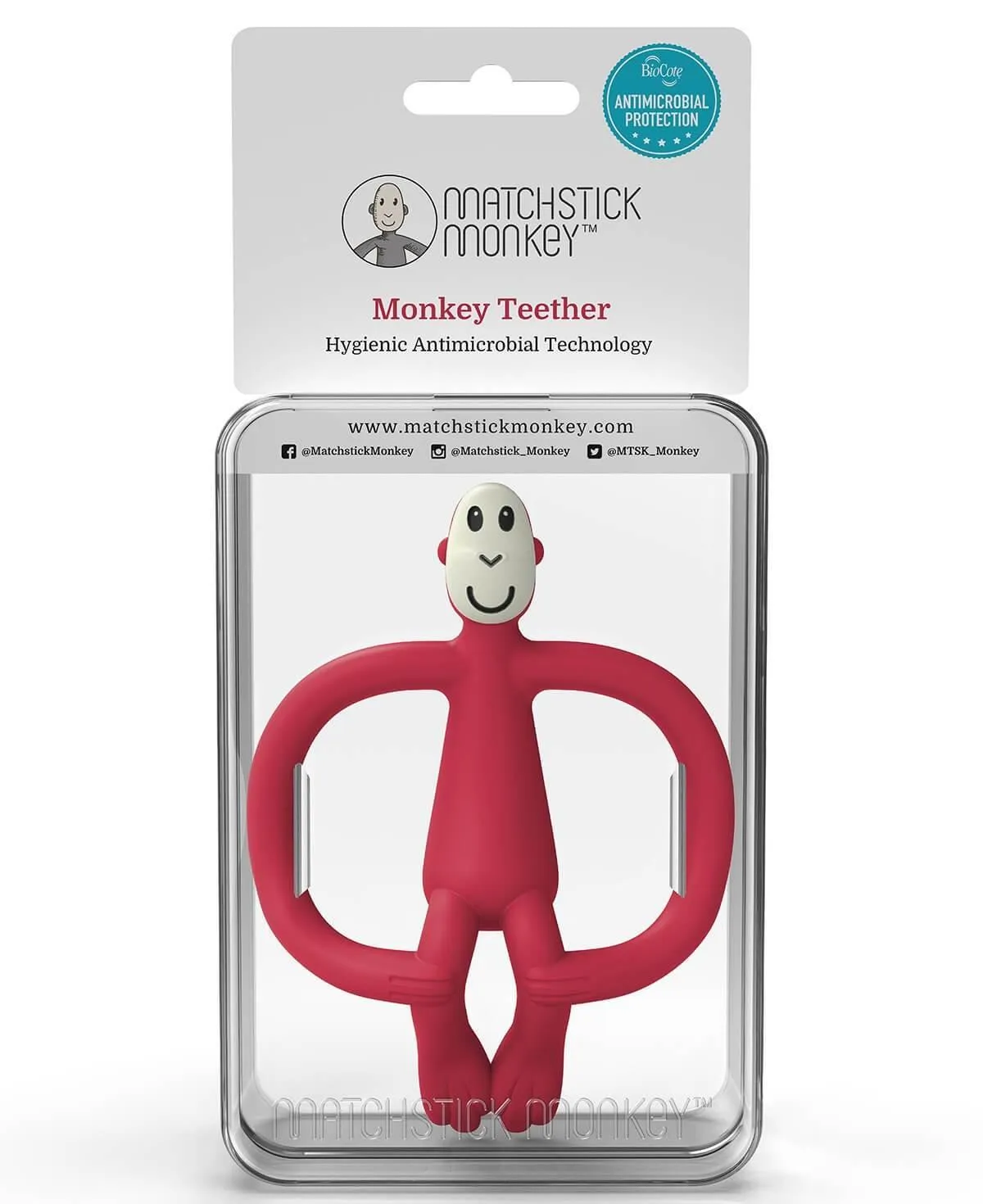 Matchstick Monkey Teething Toy - Red (New Version)