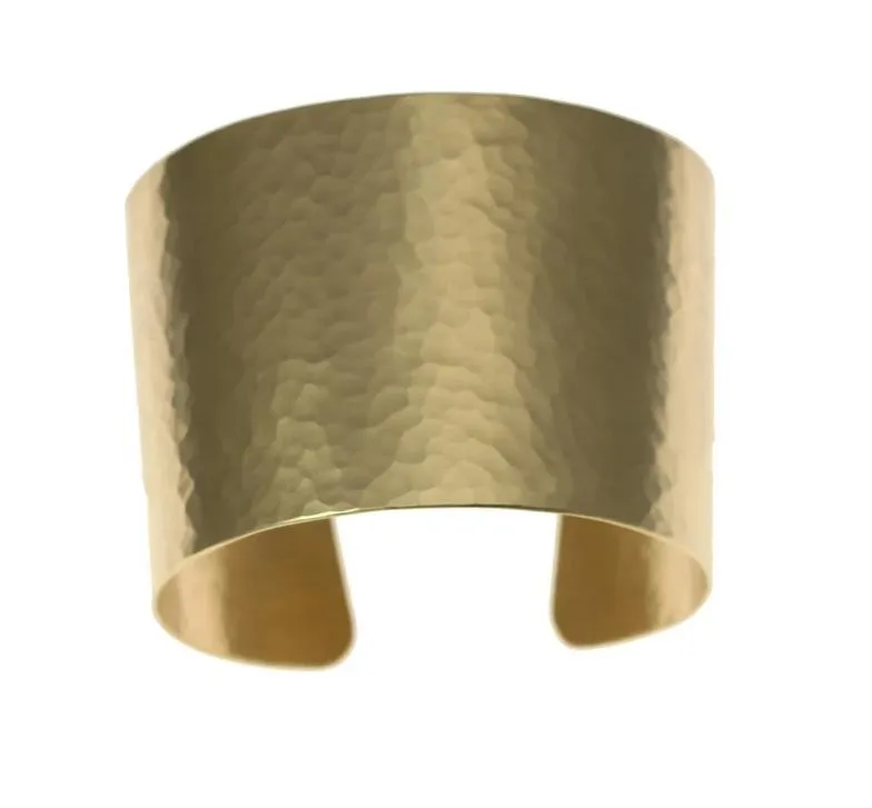 Matte Finished Hammered Nu Gold Brass Cuff